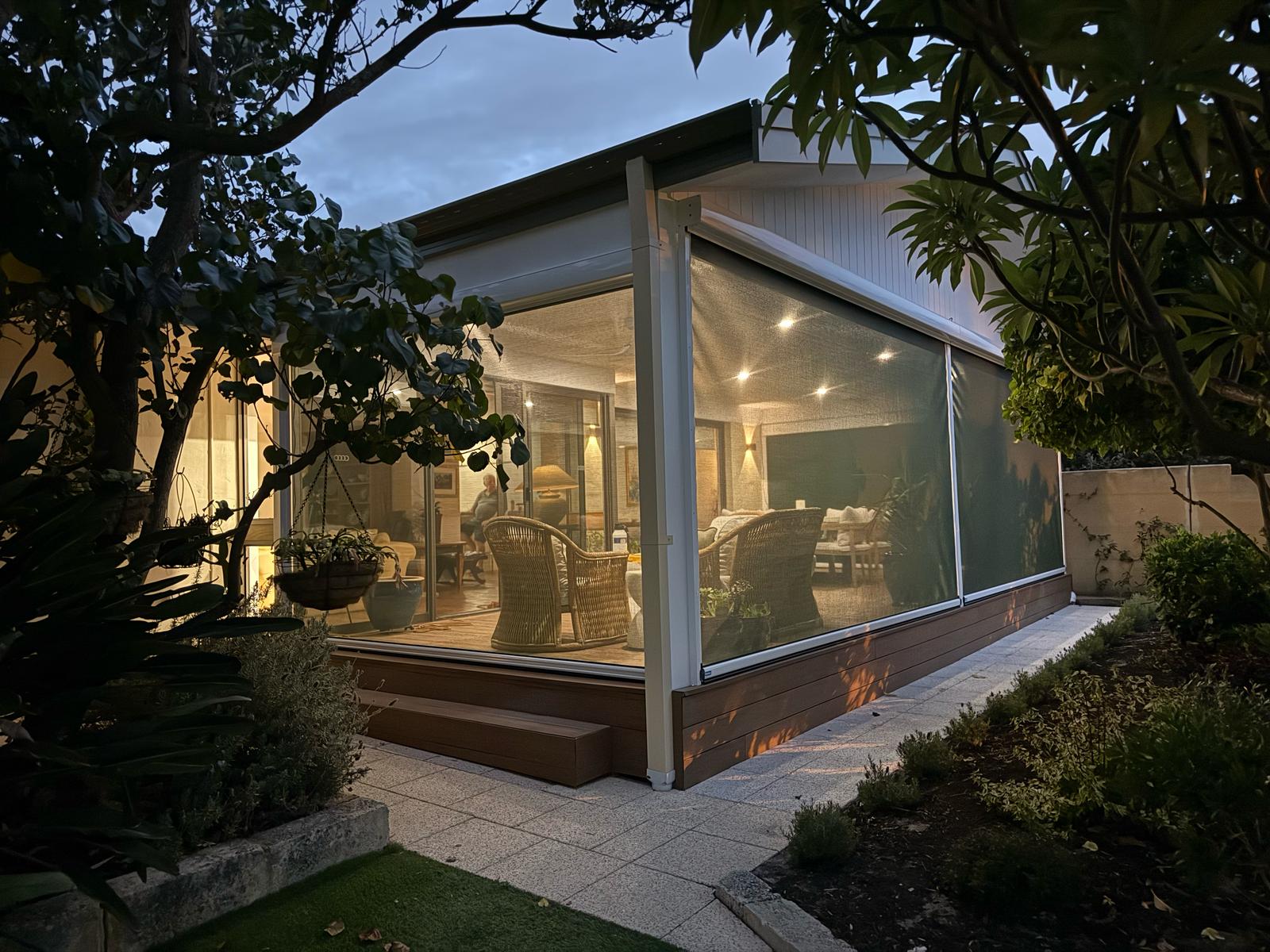 Ziptrak outdoor blinds installed on Perth alfresco area